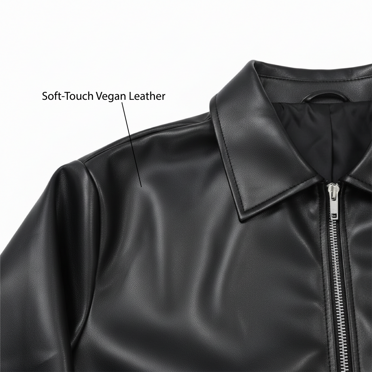 Black Leather Jacket with Collar & Buttons for Men & Women — Gratitude