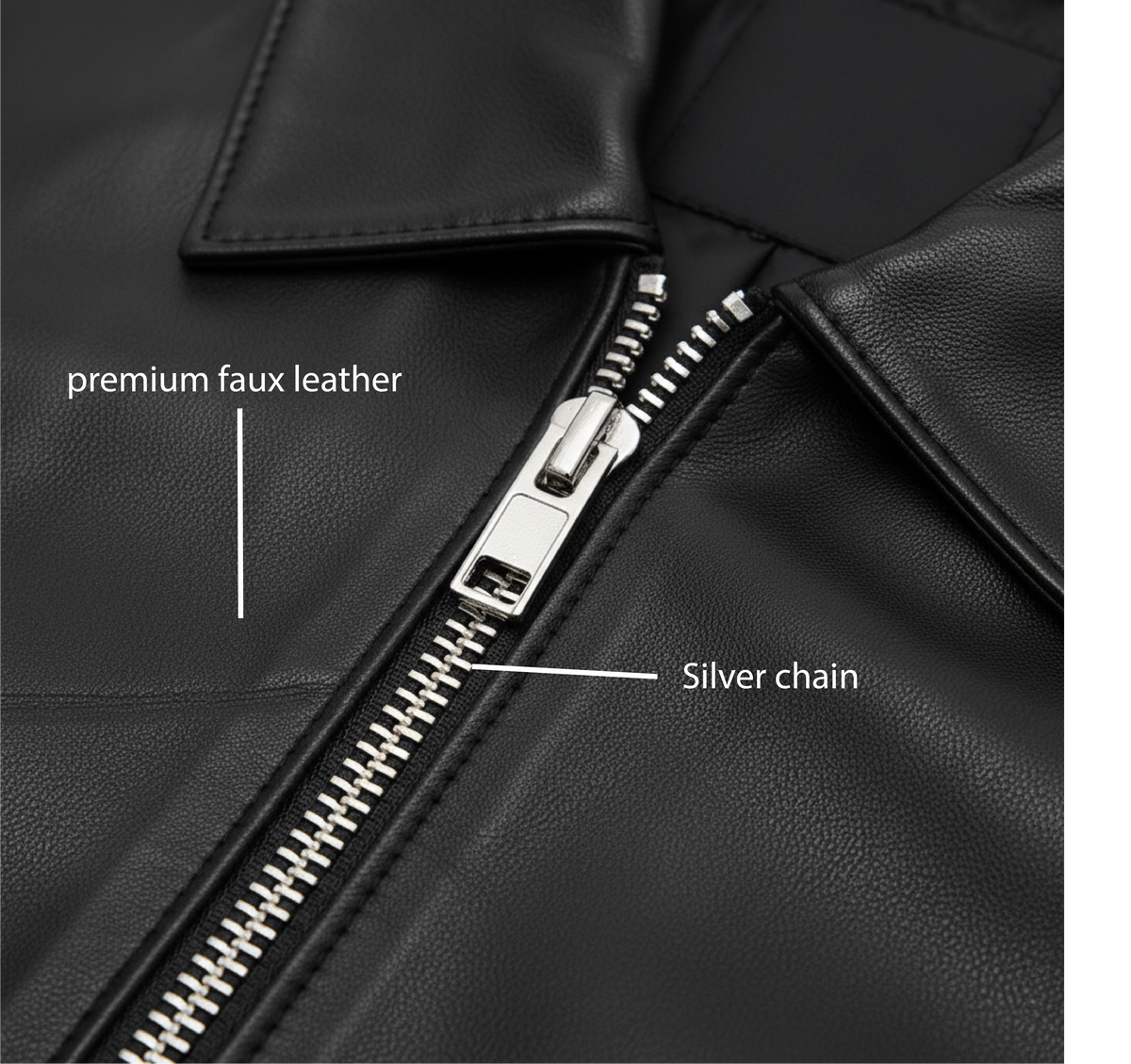 Black Leather Jacket with Collar & Buttons for Men & Women — Gratitude