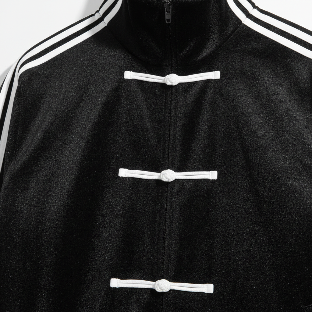 Black CNY Track Jacket | Chinese New Year Frog Button Streetwear Jacket for Men - Gratitude