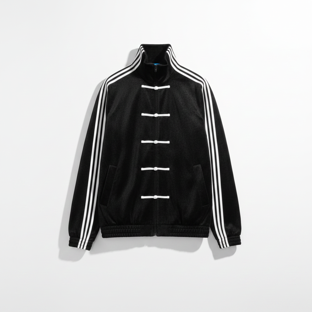 Black CNY Track Jacket | Chinese New Year Frog Button Streetwear Jacket for Men - Gratitude