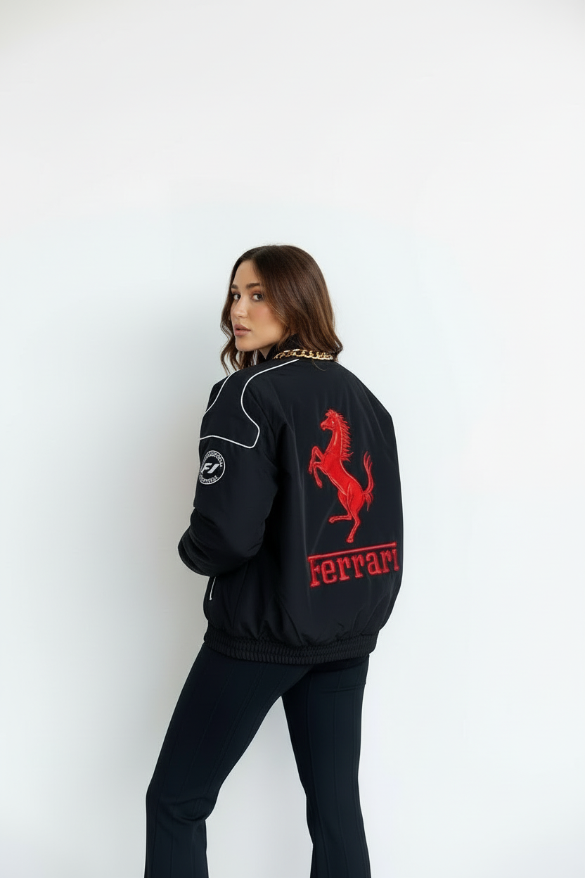 Black Ferrari Jacket – F1-Inspired Streetwear | Gratitude