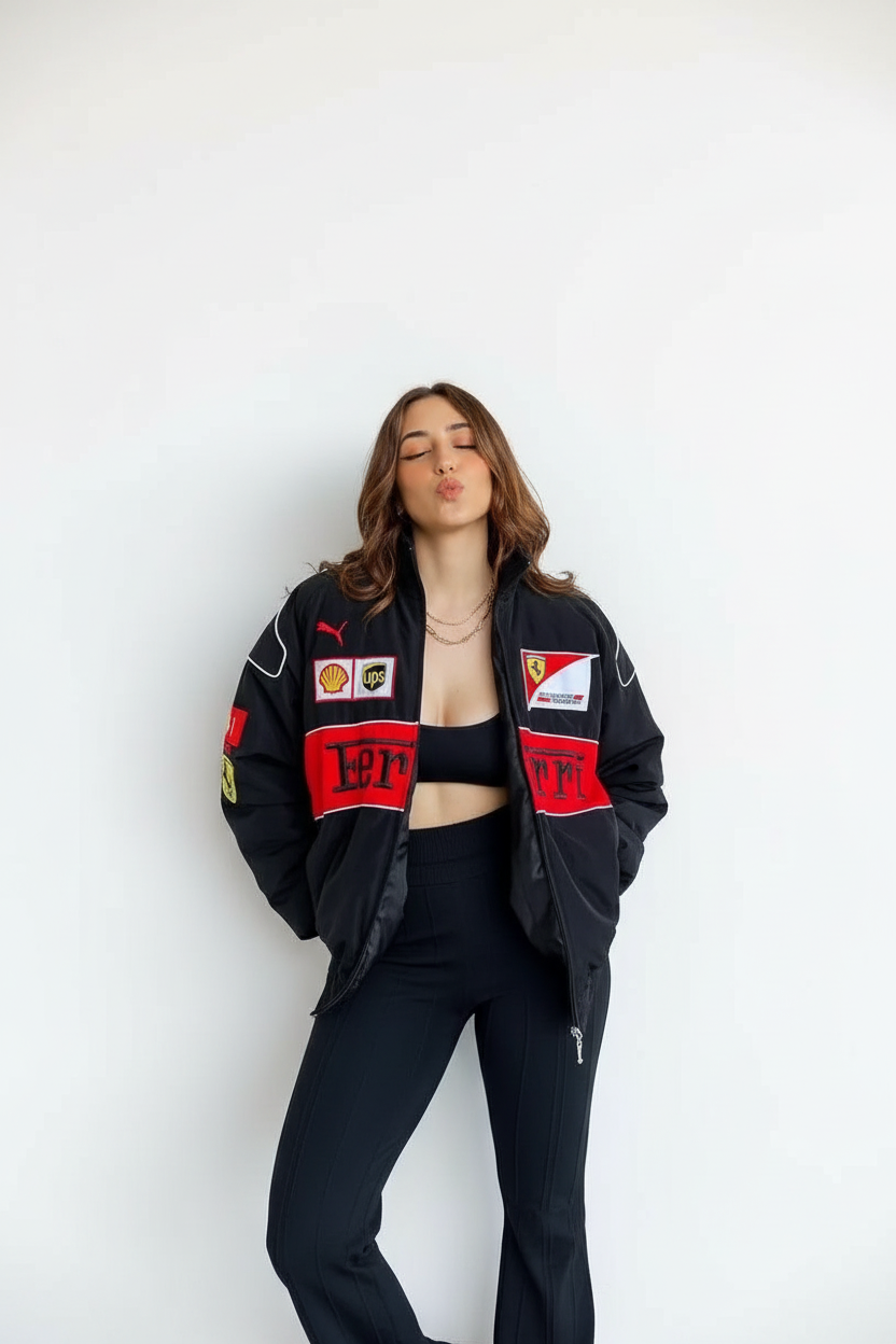 Black Ferrari Jacket – F1-Inspired Streetwear | Gratitude