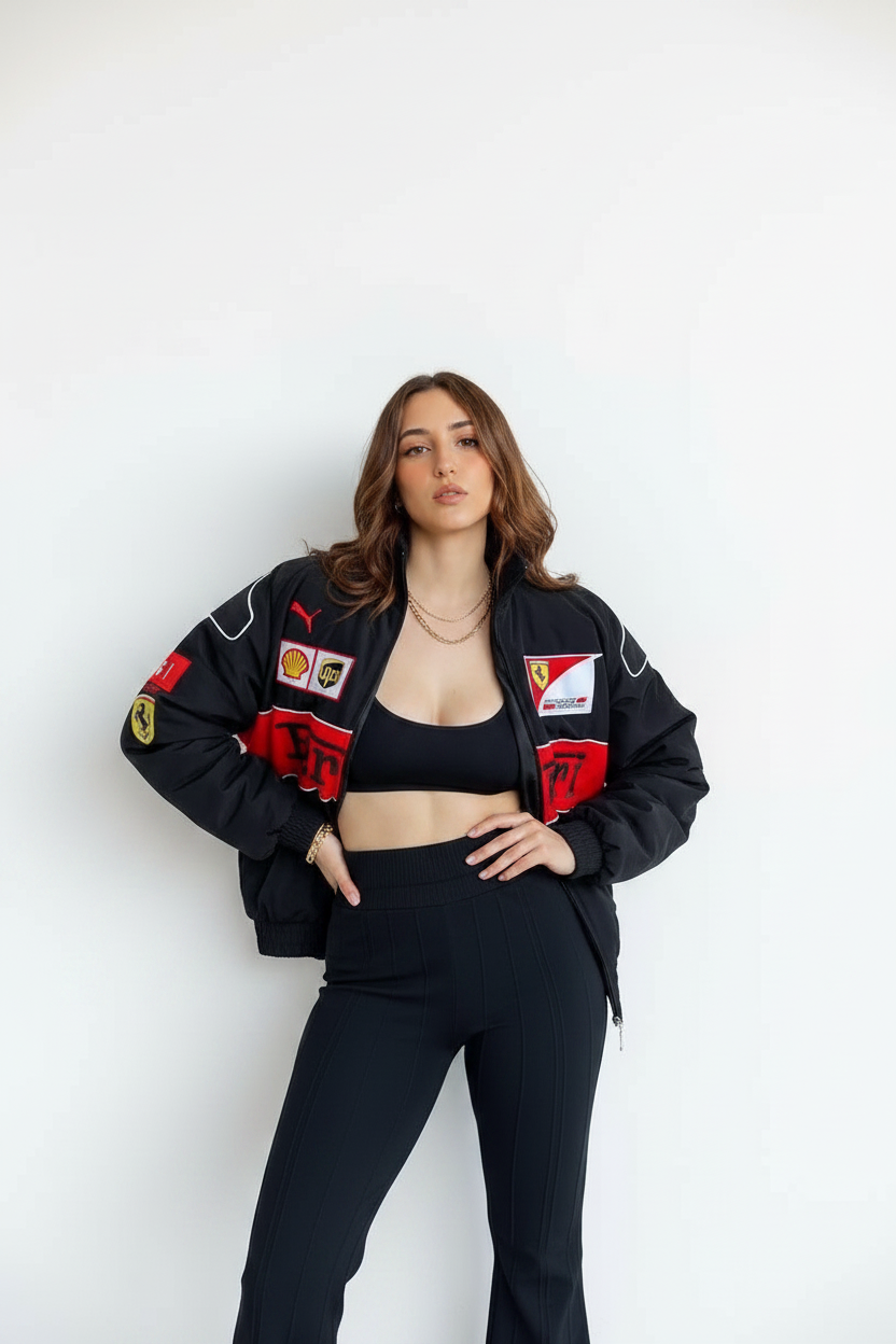 Black Ferrari Jacket – F1-Inspired Streetwear | Gratitude