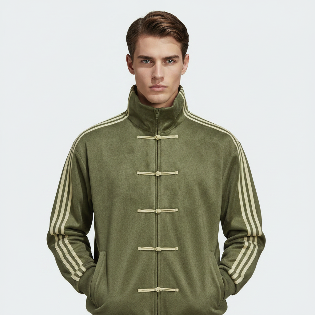 Olive Green CNY Track Jacket | Chinese Frog Button  Streetwear Jacket for Men | Eclatte